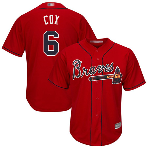 Atlanta Braves #6 Bobby Cox Red Stitched Jersey Men's