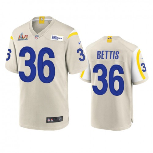 Los Angeles Los Angeles Rams #36 Jerome Bettis Men's Super Bowl LVI Patch Game Jersey - Bone Men's