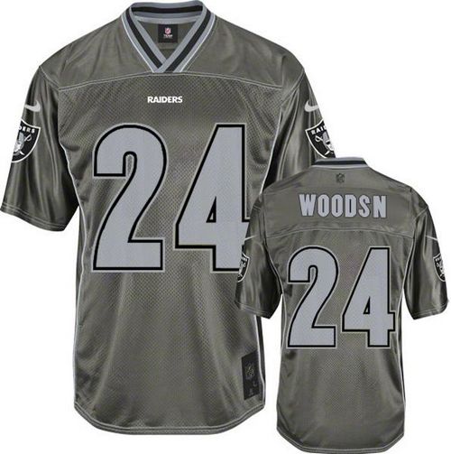 Raiders #24 Charles Woodson Grey Men's Stitched Elite Vapor Jersey