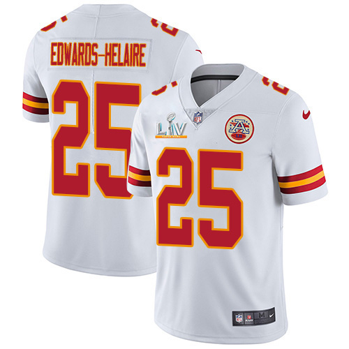 Chiefs #25 Clyde Edwards-Helaire White Youth Super Bowl LV Bound Stitched Vapor Untouchable Limited Jersey