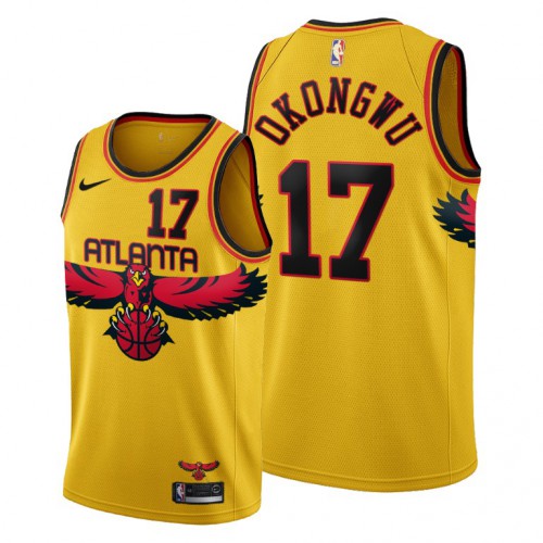 Atlanta Atlanta Hawks #17 Onyeka Okongwu Mens 2021-22 City Edition Gold Jersey Mens