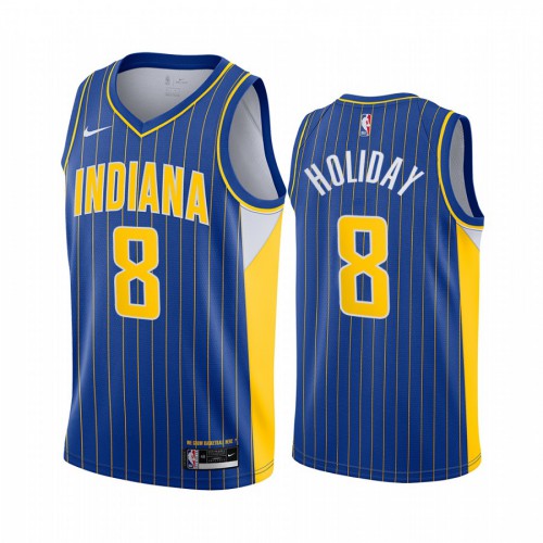 Indiana Pacers #8 Justin Holiday Blue Womens Swingman 2020-21 City Edition Jersey Womens