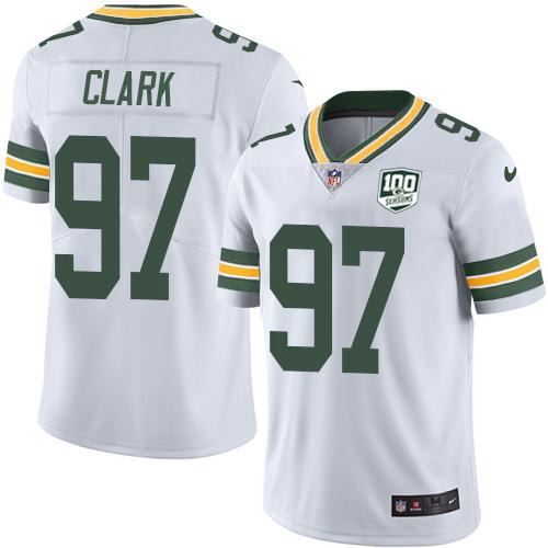 Green Bay Packers #97 Kenny Clark White Youth 100th Season Stitched Vapor Untouchable Limited Jersey Youth