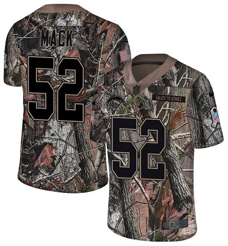 Chargers #52 Khalil Mack Camo Youth Stitched Limited Rush Realtree Jersey