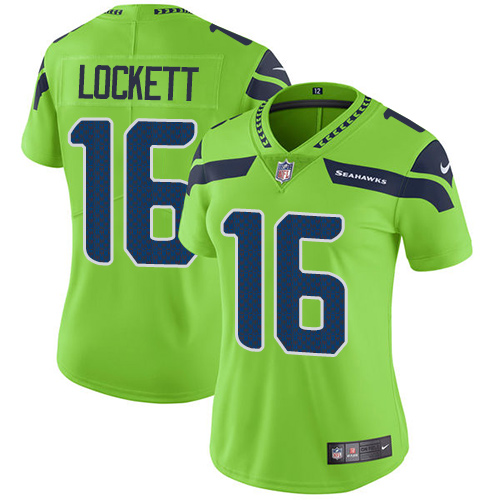 Seahawks #16 Tyler Lockett Green Women's Stitched Limited Rush Jersey