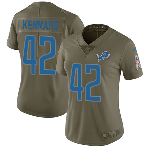 Detroit Lions #42 Devon Kennard Olive Women's Stitched Limited 2017 Salute to Service Jersey Womens