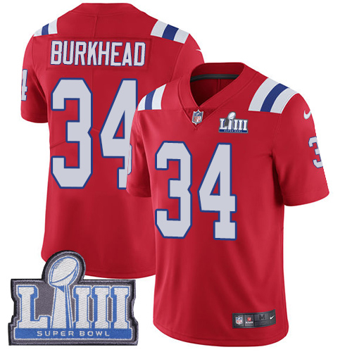 New England Patriots #34 Rex Burkhead Red Alternate Super Bowl LIII Bound Men's Stitched Vapor Untouchable Limited Jersey Men's