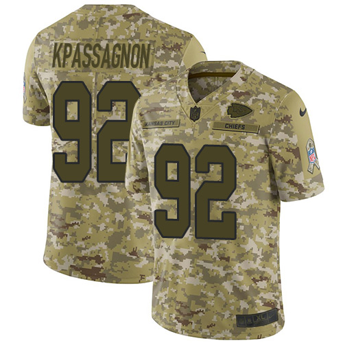 Kansas City Chiefs #92 Tanoh Kpassagnon Camo Youth Stitched Limited 2018 Salute to Service Jersey Youth
