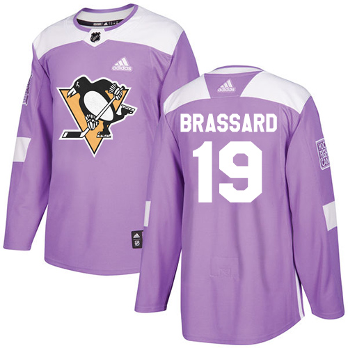 Adidas Pittsburgh Penguins #19 Derick Brassard Purple Authentic Fights Cancer Stitched Jersey Men's