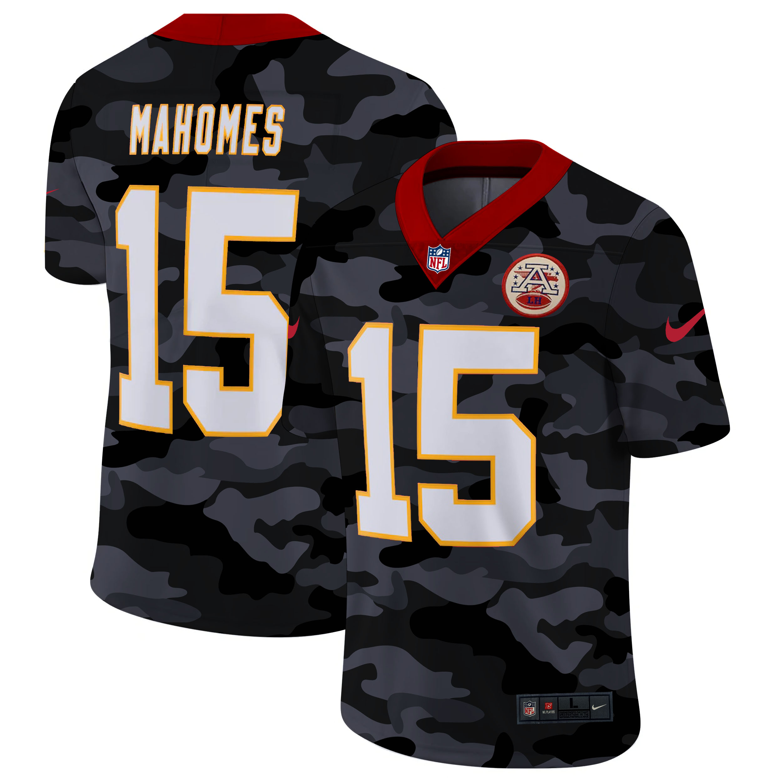 Kansas City Chiefs #15 Patrick Mahomes Men's 2020 Black CAMO Vapor Untouchable Limited Stitched Jersey