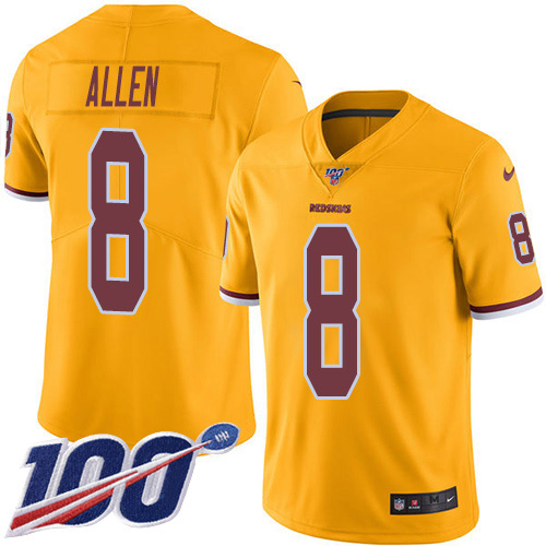 Washington Commanders #8 Kyle Allen Gold Men's Stitched Limited Rush 100th Season Jersey Men's