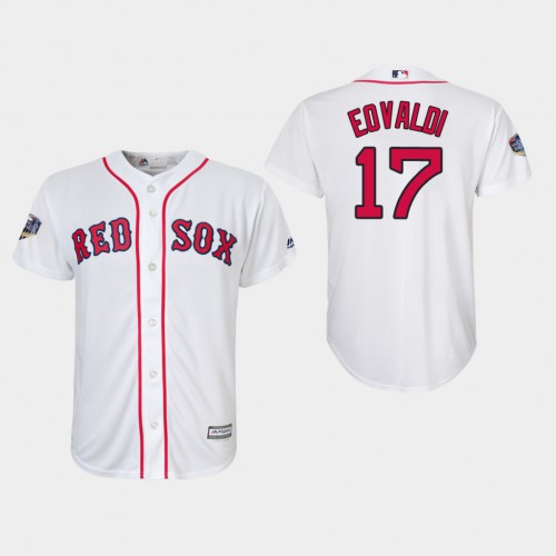 Boston Red Sox #17 Nathan Eovaldi White Cool Base 2018 World Series Stitched Youth Jersey Youth