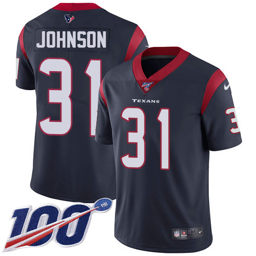 Houston Texans #31 David Johnson Navy Blue Team Color Youth Stitched 100th Season Vapor Untouchable Limited Jersey Youth