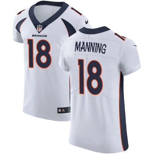 Broncos #18 Peyton Manning White Men's Stitched Vapor Untouchable Elite Jersey