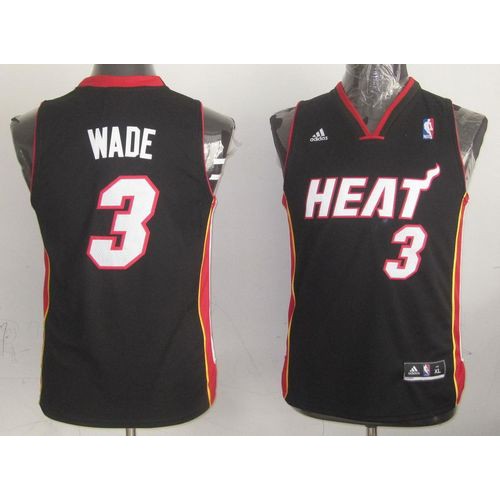 Miami Heat #3 Dwyane Wade Black Stitched Youth Jersey Youth