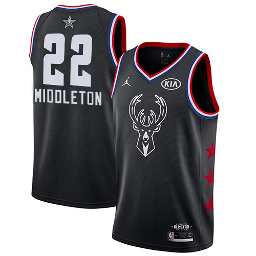 Milwaukee Bucks #22 Khris Middleton Black Youth Jordan Swingman 2019 All-Star Game Jersey Youth