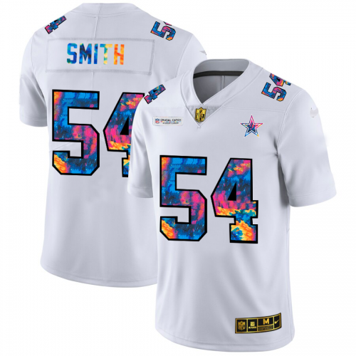Dallas Dallas Cowboys #54 Jaylon Smith Men's White Multi-Color 2020 Crucial Catch Limited Jersey Men's