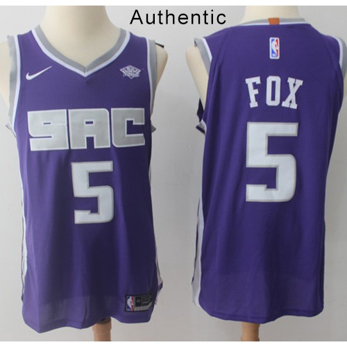 Sacramento Kings #5 DeAaron Fox Purple Authentic Icon Edition Jersey Mens