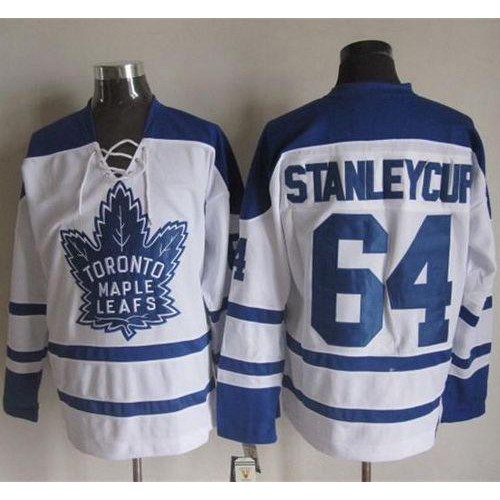 Maple Toronto Maple Leafs #64 Stanley Cup White CCM Throwback Third Stitched Jersey Men's