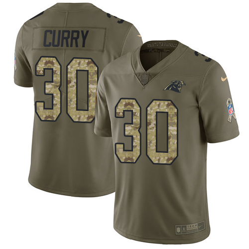 Carolina Panthers #30 Stephen Curry Olive/Camo Youth Stitched Limited 2017 Salute to Service Jersey Youth