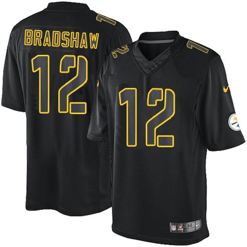 Steelers #12 Terry Bradshaw Black Men's Stitched Impact Limited Jersey