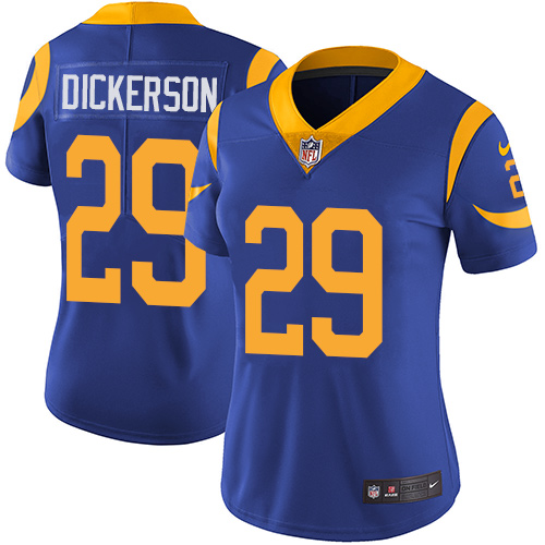 Rams #29 Eric Dickerson Royal Blue Alternate Women's Stitched Vapor Untouchable Limited Jersey