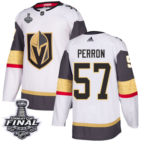 Adidas Golden Vegas Golden Knights #57 David Perron White Road Authentic 2018 Stanley Cup Final Stitched Jersey Men's