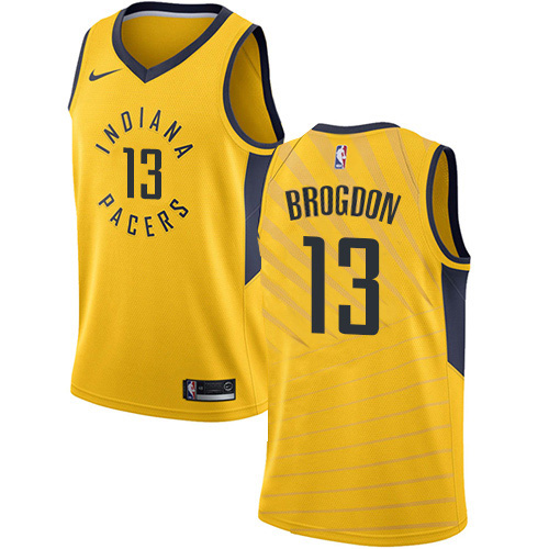 Indiana Pacers #13 Malcolm Brogdon Gold Swingman Statement Edition Jersey Mens