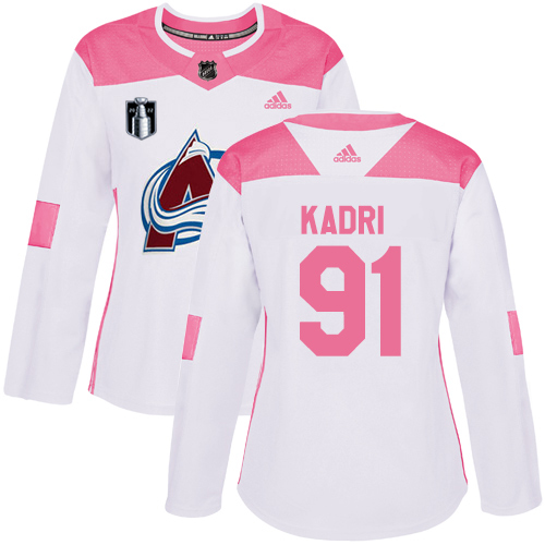 Adidas Colorado Avalanche #91 Nazem Kadri Burgundy White/Pink Authentic Fashion Women's Stitched Jersey Womens