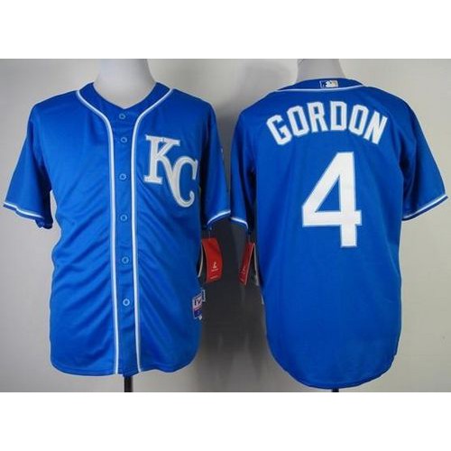 Kansas City Royals #4 Alex Gordon Blue Alternate 2 Cool Base Stitched Jersey Men's