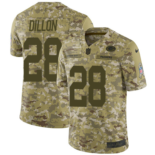 Packers #28 AJ Dillon Camo Youth Stitched Limited 2018 Salute To Service Jersey