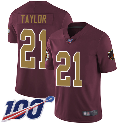 Commanders #21 Sean Taylor Burgundy Red Alternate Men's Stitched 100th Season Vapor Limited Jersey