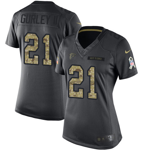 Atlanta Falcons #21 Todd Gurley II Black Women's Stitched Limited 2016 Salute to Service Jersey Womens