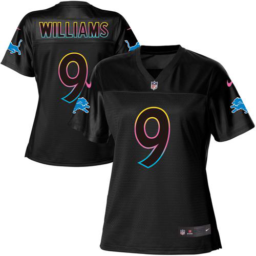 Lions #9 Jameson Williams Black Women's Fashion Game Jersey