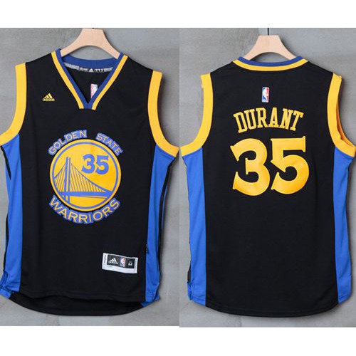 Golden State Warriors #35 Kevin Durant Black/Blue Stitched Jersey Mens
