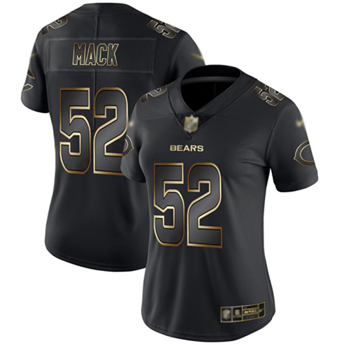 Chicago Bears #52 Khalil Mack Black/Gold Women's Stitched Vapor Untouchable Limited Jersey Womens