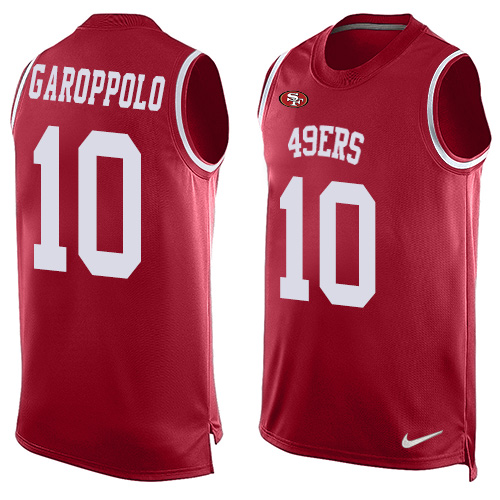 49ers #10 Jimmy Garoppolo Red Team Color Men's Stitched Limited Tank Top Jersey