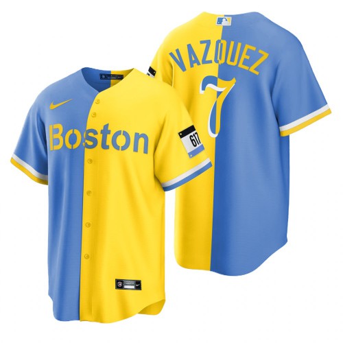 Boston Boston Red Sox #7 Christian Vazquez Blue Gold Men's 2022 City Connect Game Jersey Men's