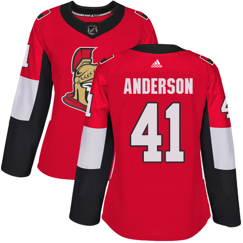 Adidas Ottawa Senators #41 Craig Anderson Red Home Authentic Women's Stitched Jersey Womens