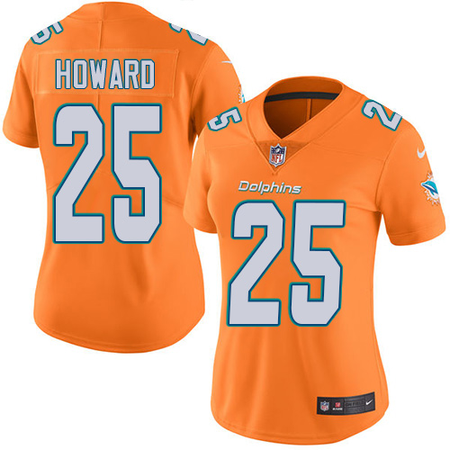 Miami Dolphins #25 Xavien Howard Orange Women's Stitched Limited Rush Jersey Womens