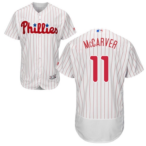Philadelphia Phillies #11 Tim McCarver White(Red Strip) Flexbase Authentic Collection Stitched Jersey Men's