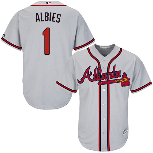 Atlanta Braves #1 Ozzie Albies Grey Cool Base Stitched Youth Jersey Youth