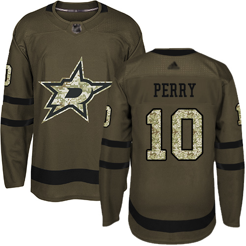 Adidas Dallas Stars #10 Corey Perry Green Salute to Service Stitched Jersey Men's