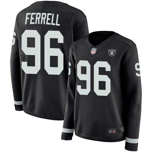 Las Vegas Raiders #96 Clelin Ferrell Black Team Color Women's Stitched Limited Therma Long Sleeve Jersey Womens