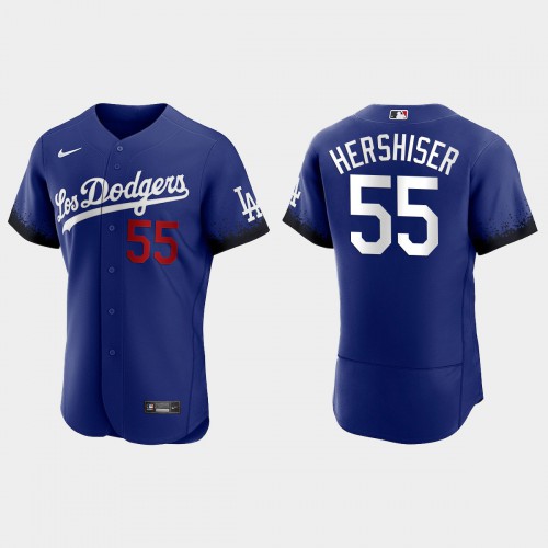 Los Angeles Los Angeles Dodgers #55 Orel Hershiser Men's 2021 City Connect Authentic Jersey Royal Men's