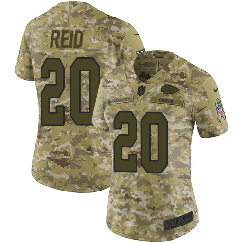 Kansas City Chiefs #20 Justin Reid Camo Women's Stitched Limited 2018 Salute to Service Jersey Womens