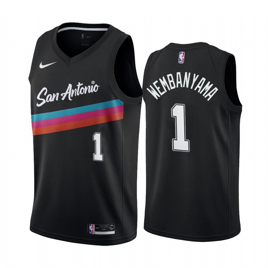 San Antonio Spurs #1 Victor Wembanyama Black Women's Swingman 2020-21 City Edition Jersey