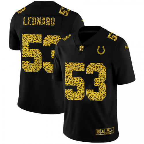 Indianapolis Indianapolis Colts #53 Darius Leonard Men's Leopard Print Fashion Vapor Limited Jersey Black Men's