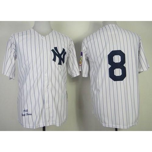 Mitchell and Ness 1951 New York Yankees #8 Yogi Berra Stitched White Throwback Jersey Men's