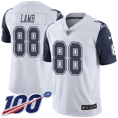 Cowboys #88 CeeDee Lamb White Youth Stitched Limited Rush 100th Season Jersey